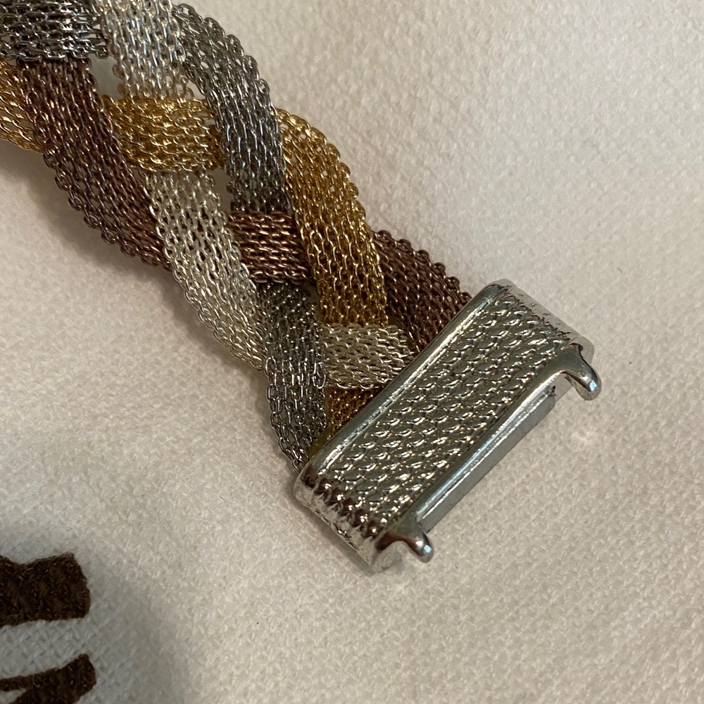 Braided Silver and Gold Tone Bracelet - Picture 3 of 4